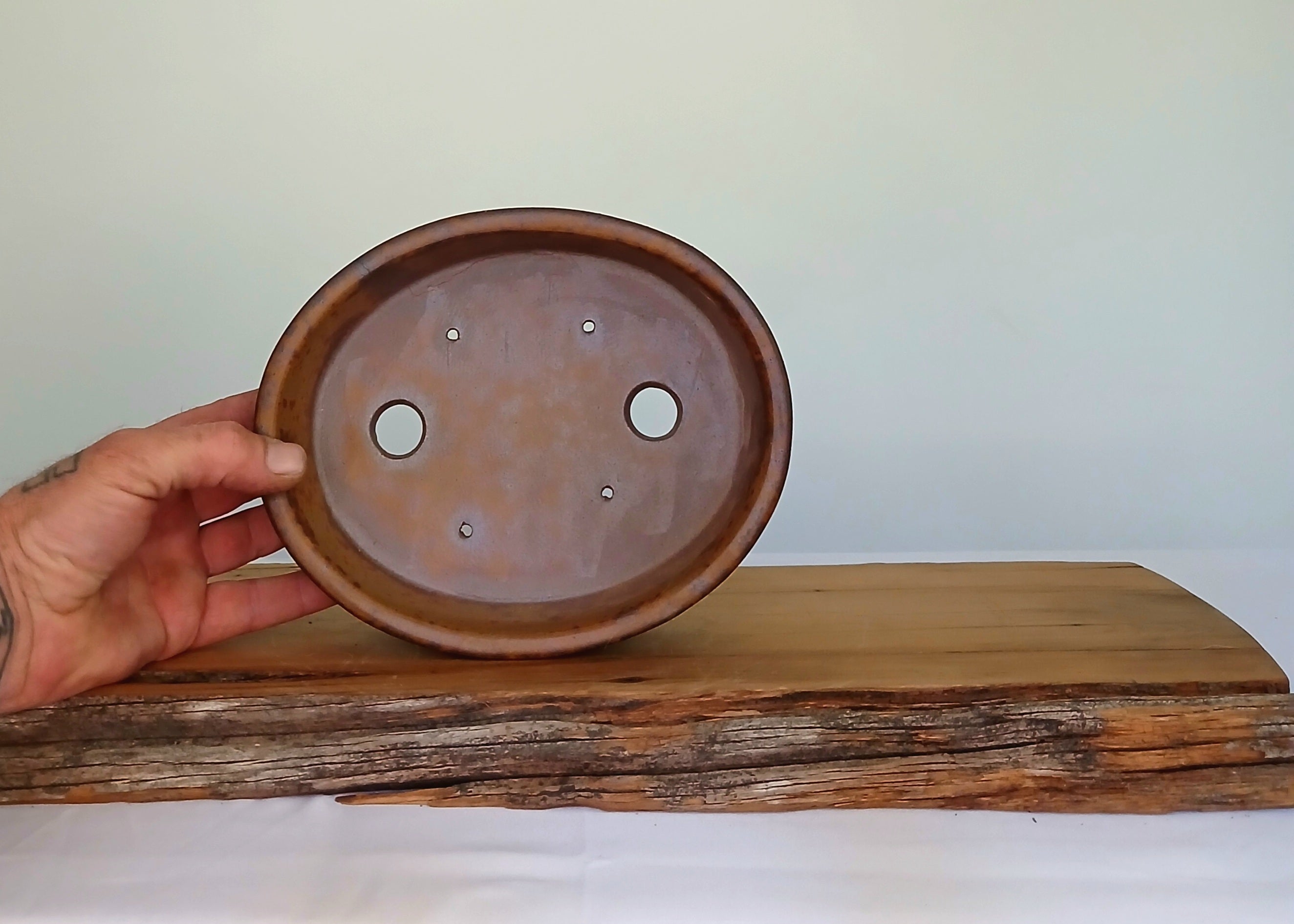 Bonsai Pot Oval 20cm Reduction Fired - The Plant Warehouse NZ