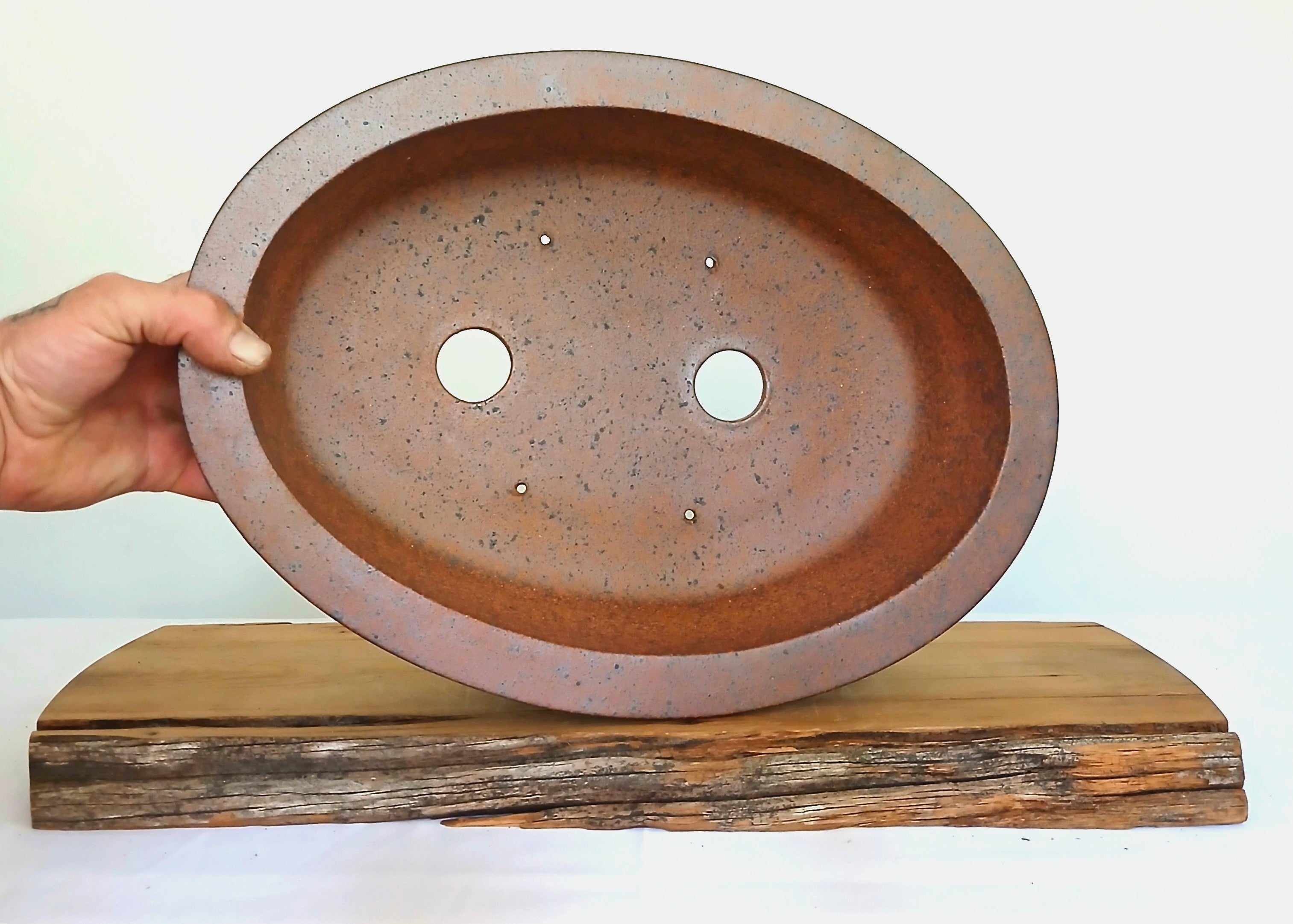 Bonsai Pot Oval 38cm Reduction Fired - The Plant Warehouse NZ