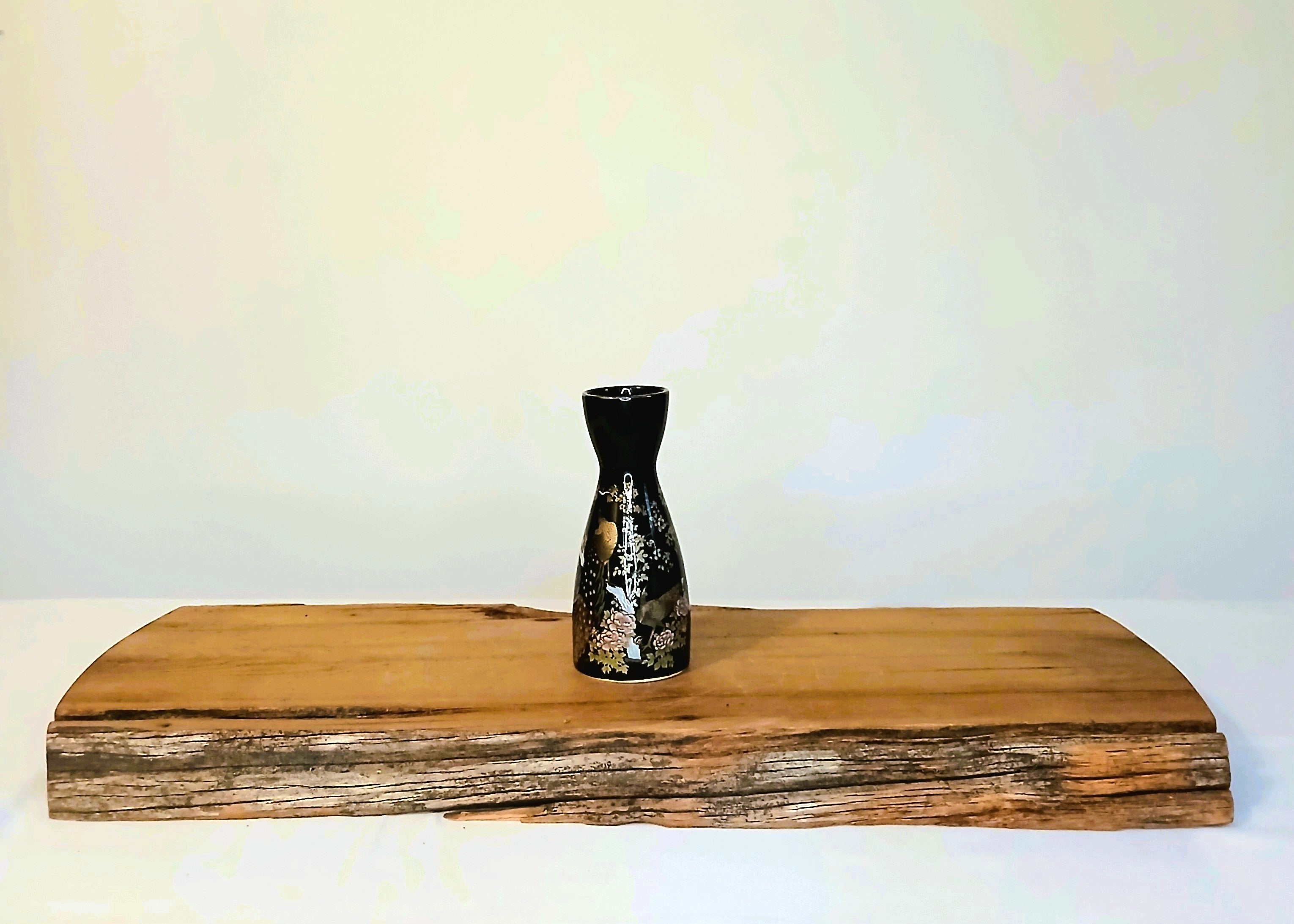 Japanese Black Porcelain Tokkuri Vase — Peacock & Peony - The Plant Warehouse NZ
