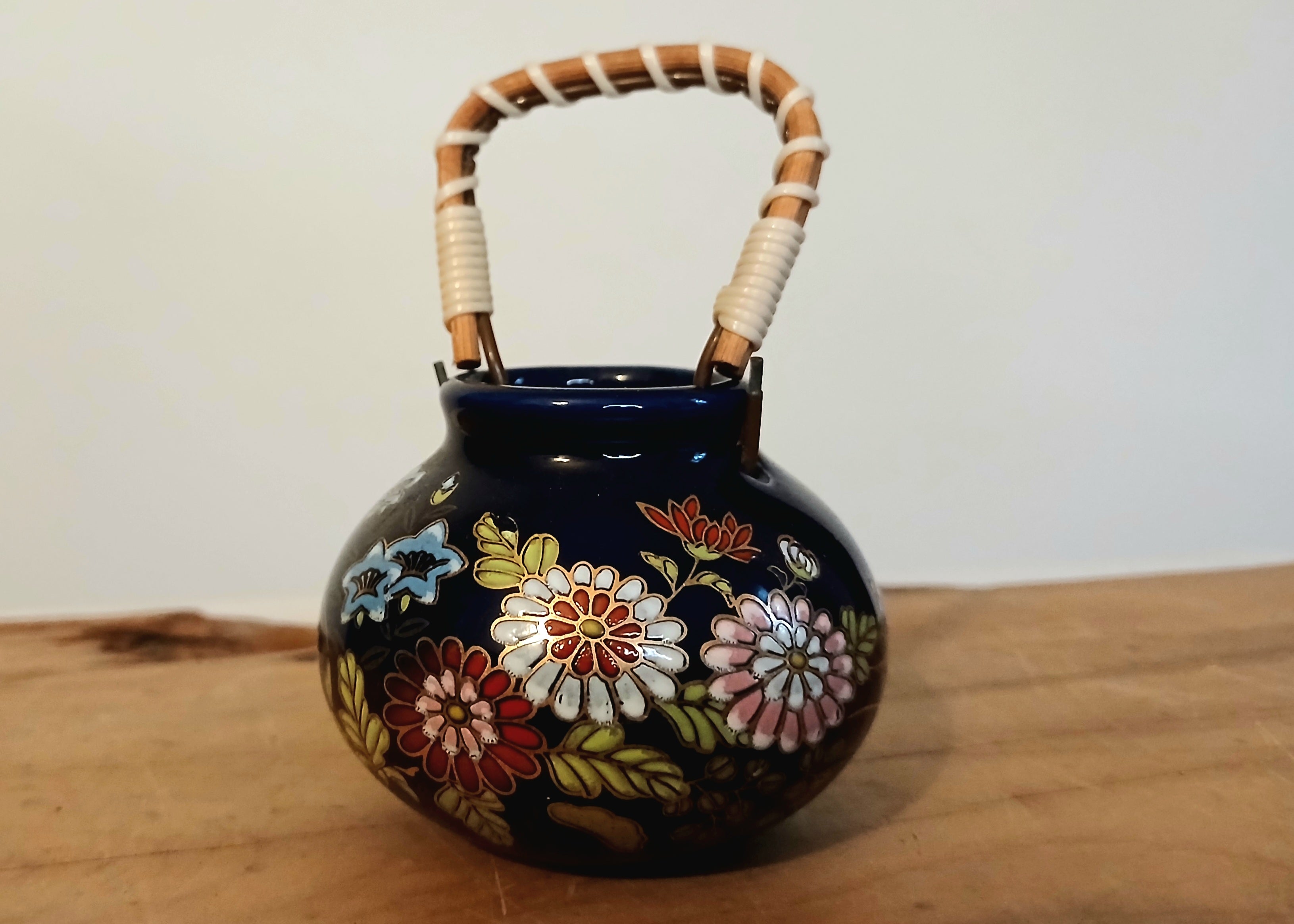 Seiko Miniature Vase – Cobalt Blue Porcelain with Gold & Enamel Floral, Japan - The Plant Warehouse NZ