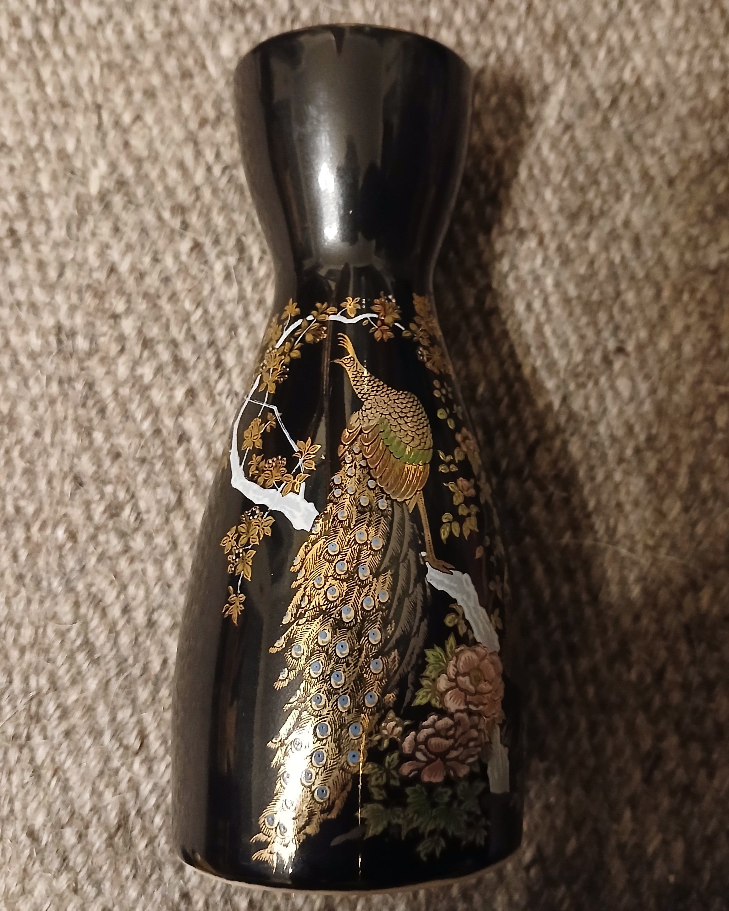 Japanese Black Porcelain Tokkuri Vase — Peacock & Peony - The Plant Warehouse NZ