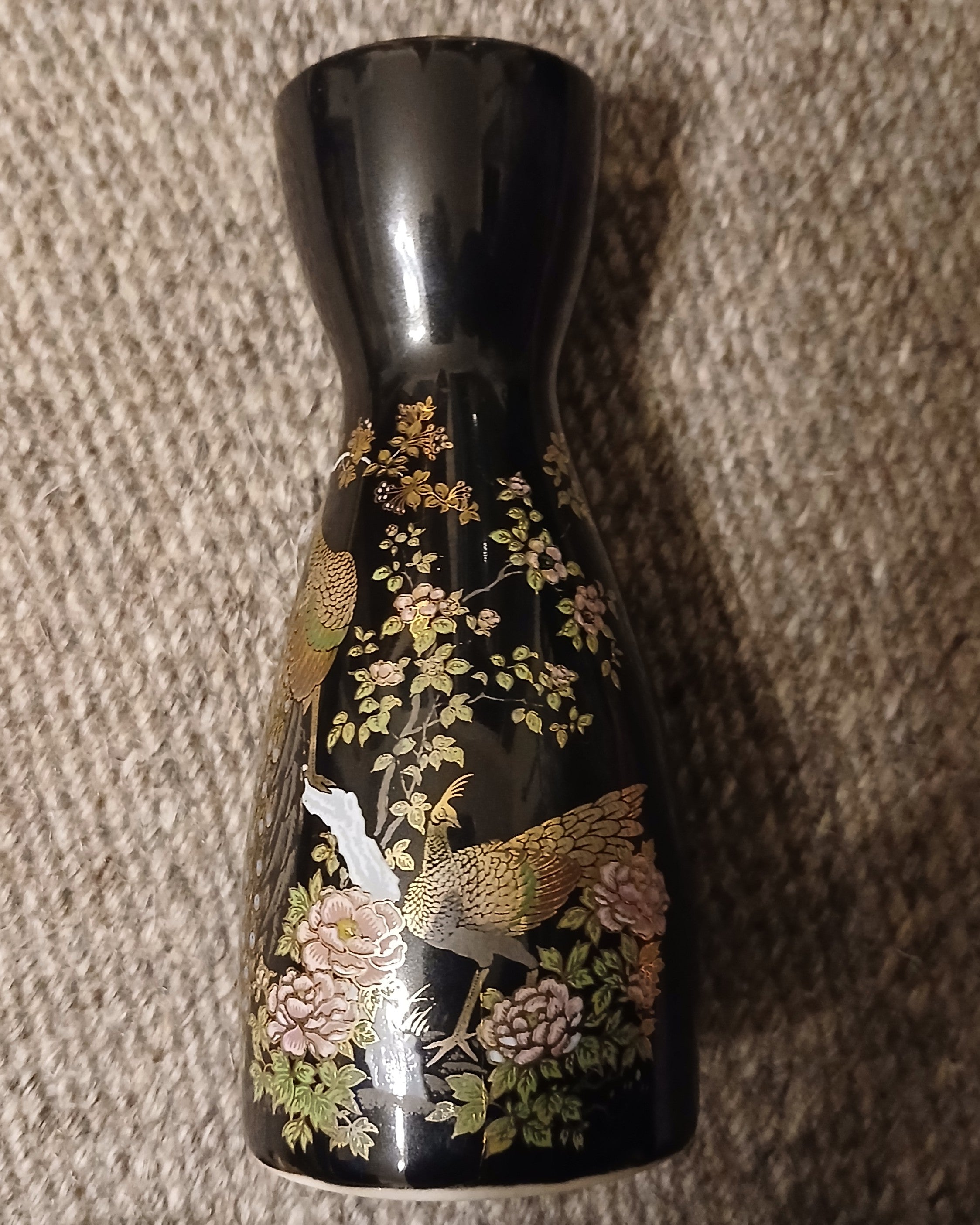 Japanese Black Porcelain Tokkuri Vase — Peacock & Peony - The Plant Warehouse NZ