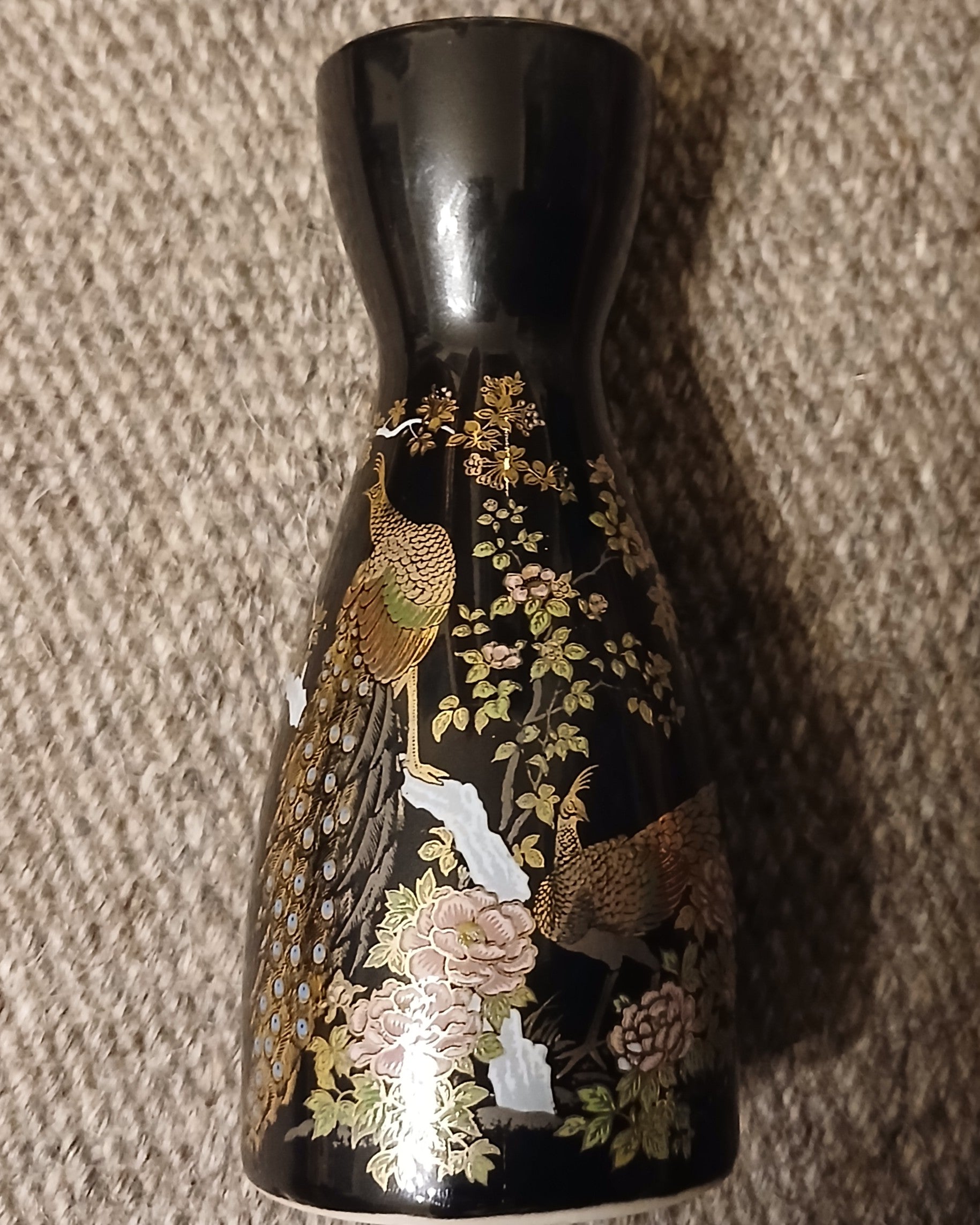 Japanese Black Porcelain Tokkuri Vase — Peacock & Peony - The Plant Warehouse NZ