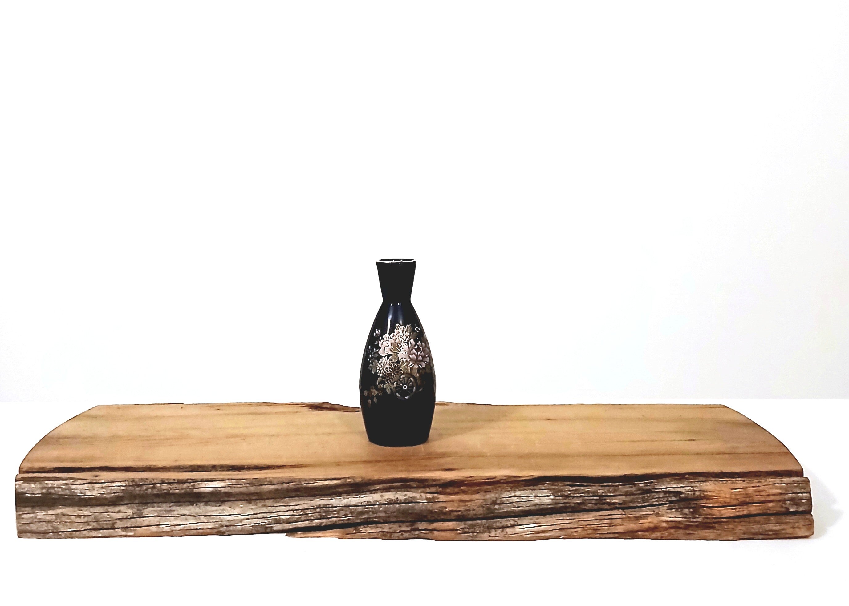 Japanese Fine China Cobalt Blue Vase — Hand-Painted Peony, Cherry Blossom & Ox-Cart - The Plant Warehouse NZ