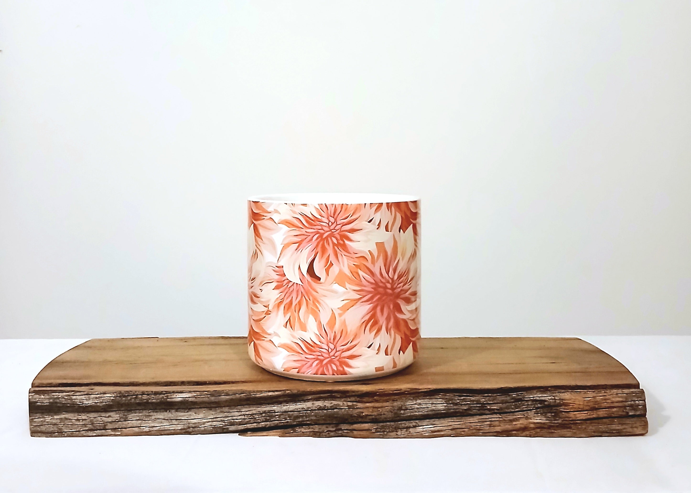 Retro Floral Indoor Plant Pot — Terracotta Chrysanthemum Print - The Plant Warehouse NZ