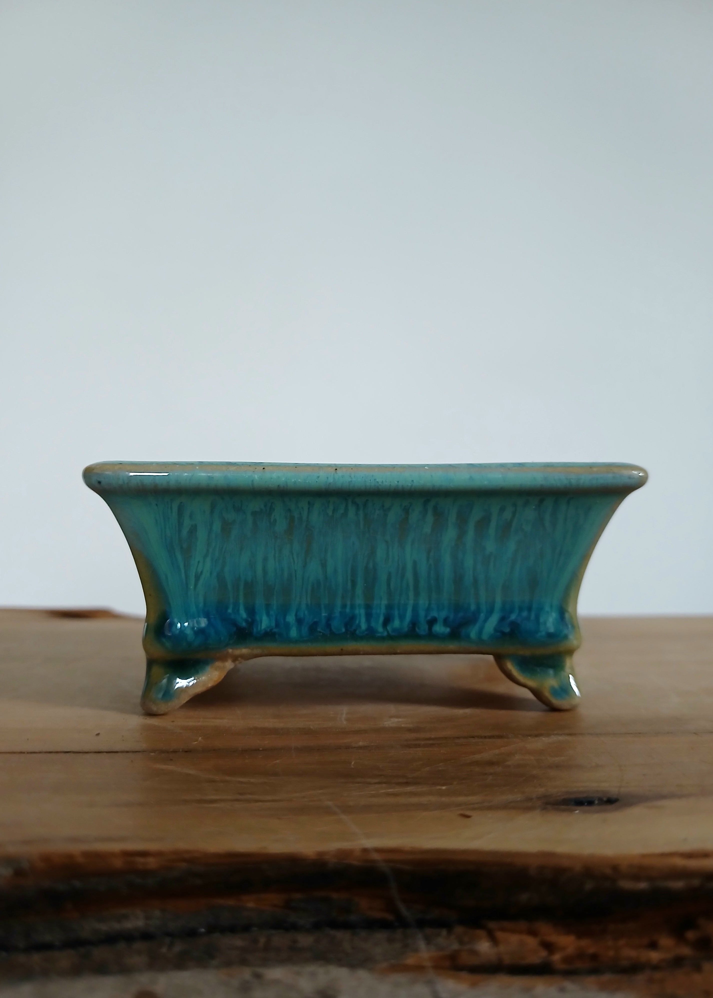 Bonsai Pot Rectangle Mame 8.5cm Teal