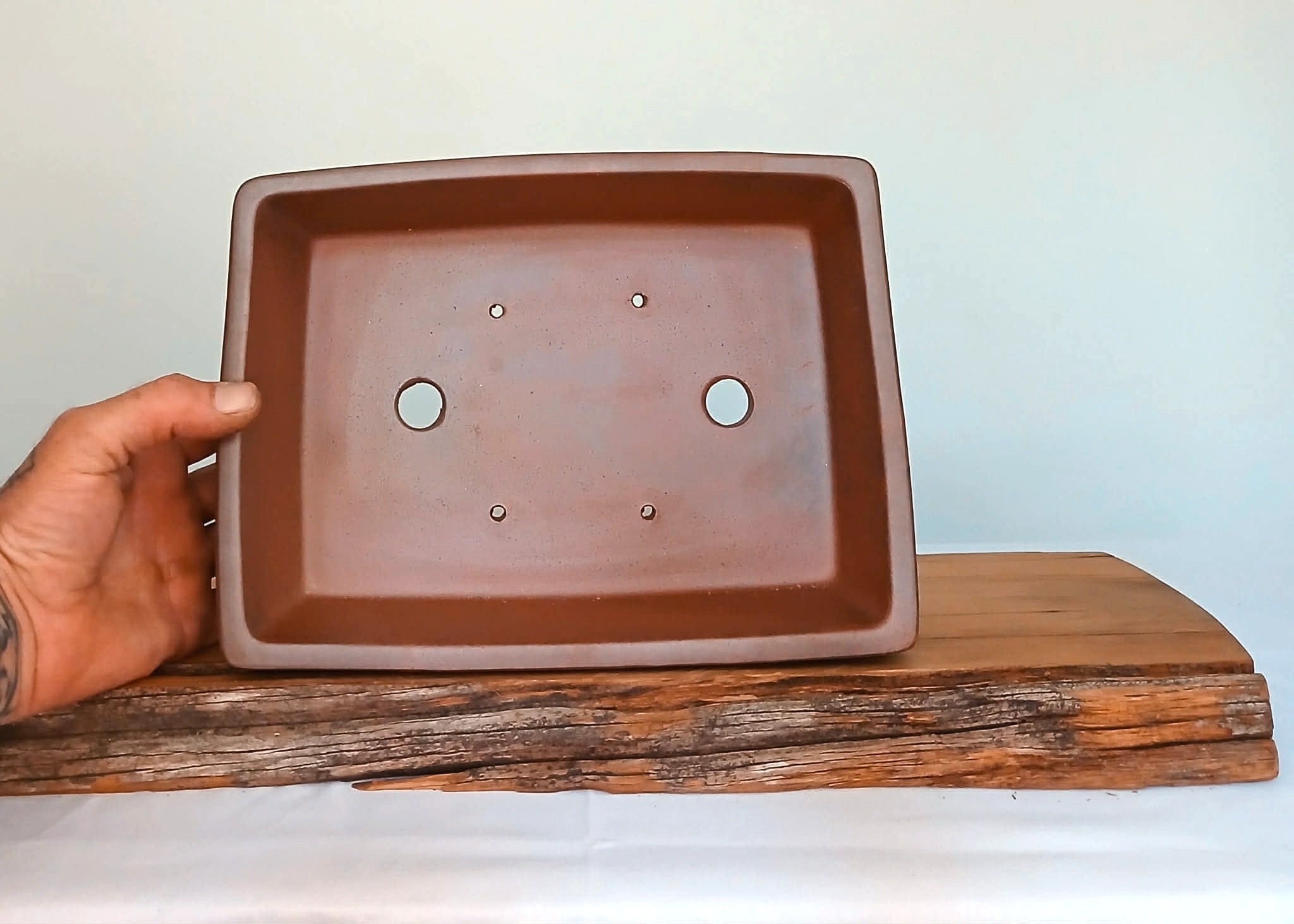 Bonsai Pot Rectangle 26cm Round Shoulders Reduction Fired - The Plant Warehouse NZ